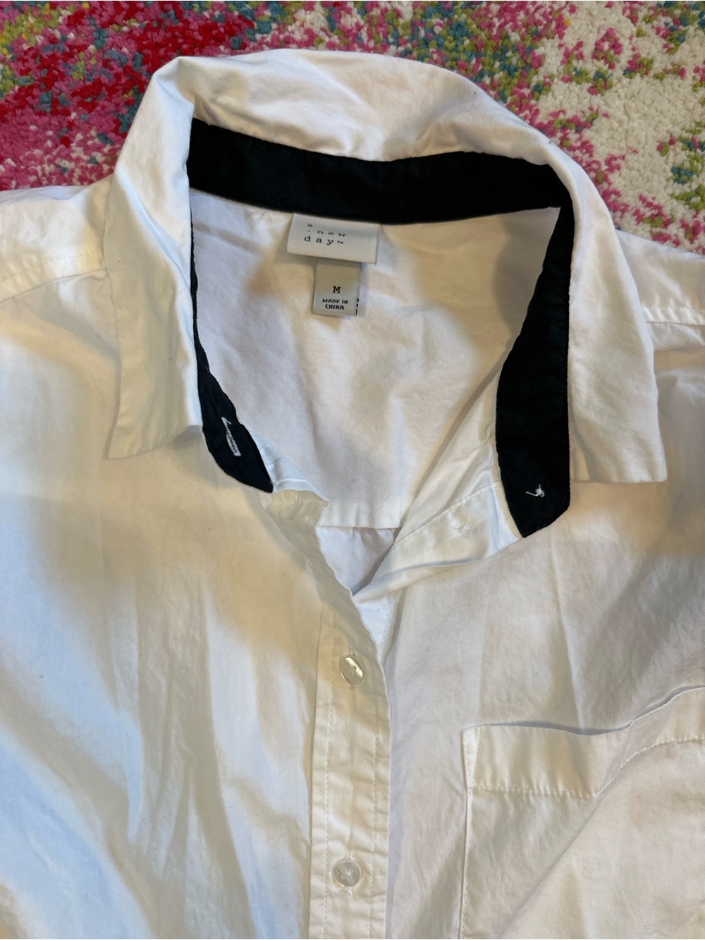 a new day White Button-Down Shirt with Black Contrast Collar